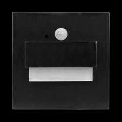 TRACO LED 1 5W oprawa schodowa podtynkowa 12VDC 30lm 3000K czarny czujnik ruchu i zmierzchu OR-OS-6165LR3/B