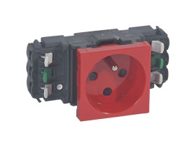 MOSAIC Gniazdo do kanałów dlp 2p+z z blokadą/zaciski automatyczne czerwone 16a-250v 077321 LEGRAND