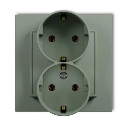 MINI Gniazdo podwójne z uziemieniem SCHUKO 2x(2P+Z) (bez przesłon torów prądowych) szałwiowy 61MGP-2s
