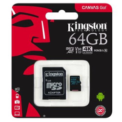 Karta pamięci Kingston Canvas Go microSD (microSDXC) 64GB 90MB/s UHS-I U3 V30 + adapter