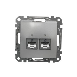 Gniazdo komputerowe podwójne RJ45 kat. 5e STP, srebrne aluminium, Sedna Design i Elements SDD113452S