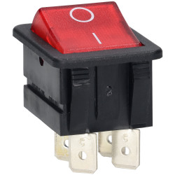 Bulgin C1353ABNAC DPST Illuminated Red Panel Mount Rocker Switch