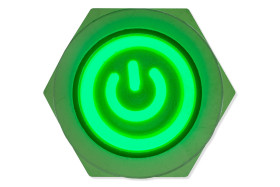 Panel switch, 12mm, green lighting