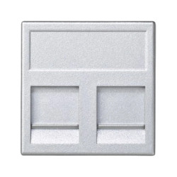 Simon Connect Płytka K45 gniazda teleinformatycznego podwójnego 2xRJ płaska z przesłoną aluminium anodyzowane KB76/8