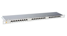 Patch Panel Solarix 24xRJ45 CAT6 STP z wspornikiem nierdzewka 0,5U SX24HD-6-STP-SL