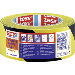 tesa 04169-00063-93 Premium Floor marker Tape black/yellow 33m x 50mm