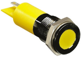 Lampka kontrolna do montażu panelowego 12V dc, Żółta 14mm LED Końcówka lutownicza RS PRO