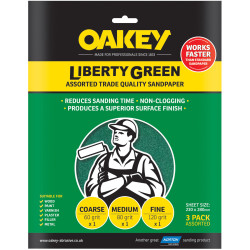 Oakey 63642584727 Liberty Green Aluminium Oxide Sheets 230 x 280mm Assorted (3)