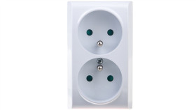 Bis Gniazdo Podwójne Z/U Z Przesłonami Białe Gn-2Bzp/00