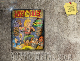 Vintage Looking Amiga, PC DOS Game Keep The Thief Box Artwork Metal Sign [675]