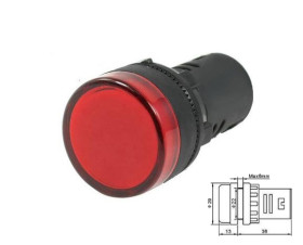 Kontrolka LED 28mm 230VAC czerwona