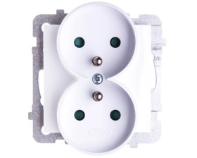 AS Gniazdo podwójne z/u z przesłonami białe GP-2GRZP/m/00
