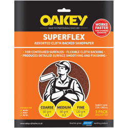 Oakey 63642526734 Superflex Cloth Backed Aluminium Oxide Sheets 230x280mm Ass 3