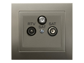 KIER Gniazdo antenowe RTV-SAT z dwoma wyjściami SAT satyna light GPA-W2S/45 OSPEL
