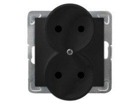 IMPRESJA Gniazdo podwójne bez uziemienia czarny metalik GP-2YR/m/33 OSPEL