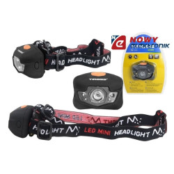 Latarka czołowa TS-1191 3W czar +2xled biały +2xled