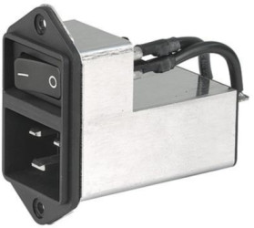 IEC plug C20, 50 to 60 Hz, 20 A, 250 VAC, 300 µH, faston plug 6.3 mm, EC12.1201.001