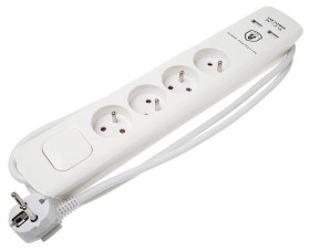 Przedłużacz 1.5m 4 gniazda Listwy zasilające typ Typ E - gniazdo francuskie 16A 250 V