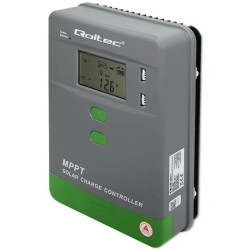 Qoltec Solarny regulator ładowania MPPT z czujnikiem temperatury 20A 12V / 24V LCD 2 x USB GEL LiFePO4