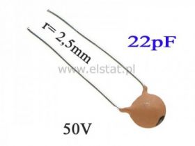 Kondensator ceramiczny dyskowy 22pF 50V; 2,5mm