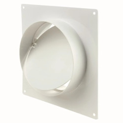 Kołnierz przyścienny kanału okrągłego z zaworem zwrotnym fi 100mm biały KO100-KPZ