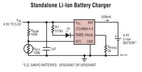 LTC4069-4.4 - Standalone 750mA Li-Ion Battery Charger in 2 × 2 DFN with NTC Thermistor Input
