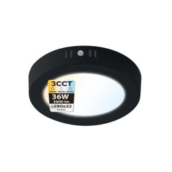 Plafon LED 36W, 3600lm, 3CCT, IP20, okrągły, czarny, MILENA HOROZ