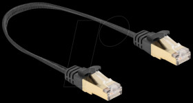 80323 RJ45 flat cable, Cat.6a, S/FTP, braided jacket, 0.25 m, black