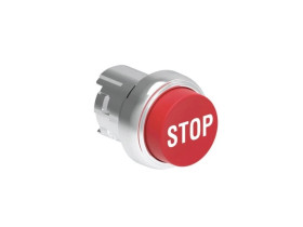 Metalowy przycisk fi22mm wystający samoczynny powrót z symbolem STOP Czerwony LPSB2134