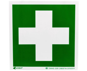 Samoprzylepna tabliczka ostrzegawcza /Pierwsza pomoc 150x150/ IE/003/F/FS