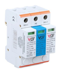 Ogranicznik przepięć PV 1000V DC 3P C Typ 2 20kA-40kA 4kV iskiernikowy GDT