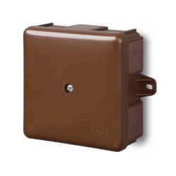 Puszka hermetyczna n/t 86x86x39mm z zaciskiem 5x2,5mm z uszami montaż. IP55 brązowa 0226-61