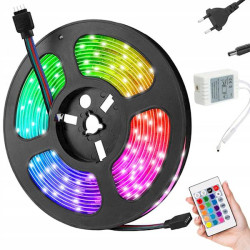 TAŚMA LED SMD 5050 RGB ZESTAW PILOT 4,5M WODOODPORNA