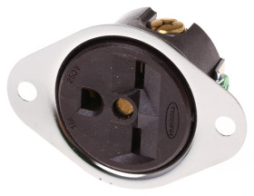 Złącze sieciowe Gniazdo Montaż na panelu 2P+E NEMA 6 - 15R 15A