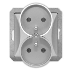 OPAL Gniazdo podwójne z uziemieniem do ramki srebrne GPt-6/m Op SR