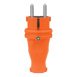 Wtyczka gumowa prosta 16A 230V pomarańczowa Schuko 3101-301-2300