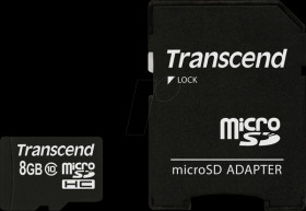 TS8GUSDHC10 MicroSDHC memory card 8GB, Transcend Class 10