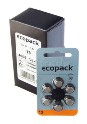 60x baterie do aparatów słuchowych ecopack Varta 13