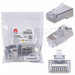 Wtyk modularny RJ45 8P8C kat.5e ekranowany FTP uniwersalny drut linka przelotowy NEKU opakowanie WORECZEK 10szt.