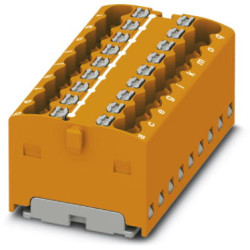 Distribution block, push-in connection, 0.14-2.5 mm², 18 pole, 17.5 A, 6 kV, orange, 3002794