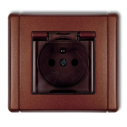 FLEXI Gniazdo bryzgoszczelne z/u (klapka dymna) brązowy metalik 9FGPB-1zdp