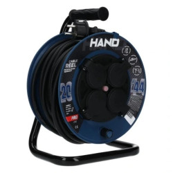 Przedłużacz budowlany zwijany na bębnie Rozgałęźnik na 4 gniazda 2P+Z 230V IP44 na kablu OW 3x2,5mm2 20m HAND