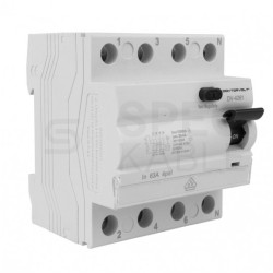 Wyłącznik różnicowoprądowy RCD 3-fazowy 63A 30mA typ A 4-biegunowy 4P (415V AC) 4-modułowy 10kA VDE Doktorvolt