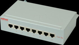 26110304 Patch panel, 8-port, Cat. 5e, grey