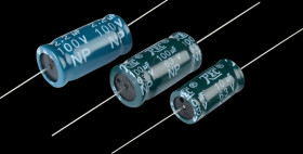 Audio frequency electrolytic capacitor, axial, 100 µF/63 V