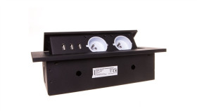 Gniazdo Wpuszczane W Blat 3Xusb 2X230v Ac Czarne Or-Ae-1324/B