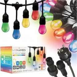 Girlanda ogrodowa 20m IP65 40xE27 LED 1W kolorowe łańcuch świetlny