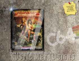 Rustic Commodore 64, Atari ST, DOS, Amiga Game Barbarian II: The Dungeon of Drax Box Artwork Metal Sign [602]
