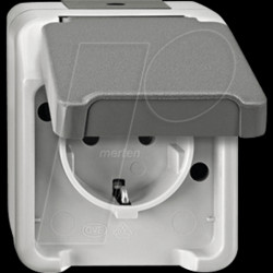 MEG2400-8029 Socket with contact protection - Aquastar, light grey