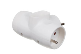Rozgałęźnik 3-gniazdowy - 2x2P+Z, 1x2P-euro, uziemienie, biały / 34004